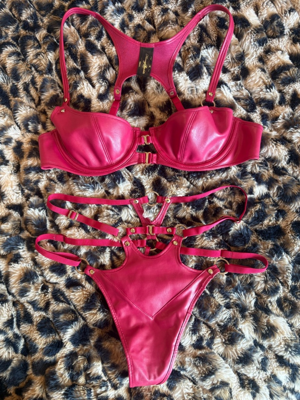Honey Birdette Hot Pink Strappy Two-Piece Swim Set